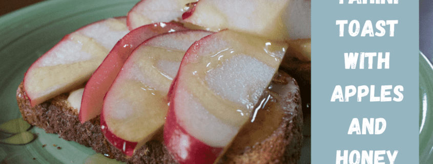 tahini toast with apples and honey